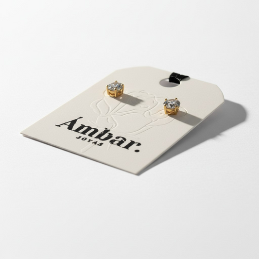 Aros Punto de Luz 4 Grifas - Baño de Oro 18k