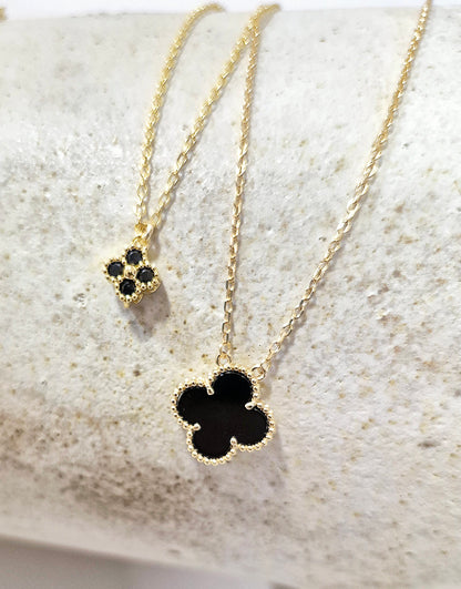 Cadena Clover Onix Trébol Dorado