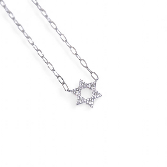 Collar Paperclip Estrella de David Plata – Plata 925