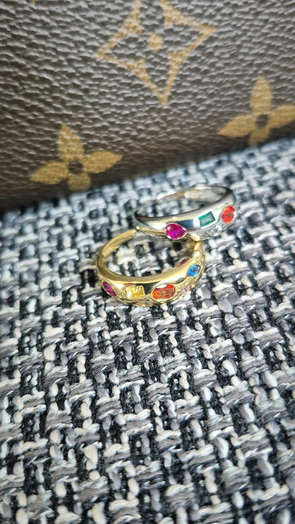 Anillo Ajustable Mix de Colores Plata 925 - Oro 18k