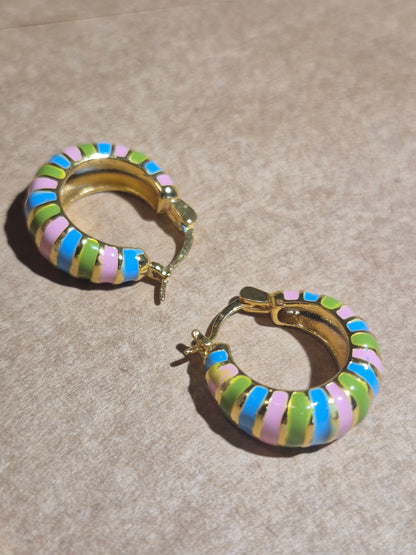 Argollas Esmaltadas Rayadas Multi