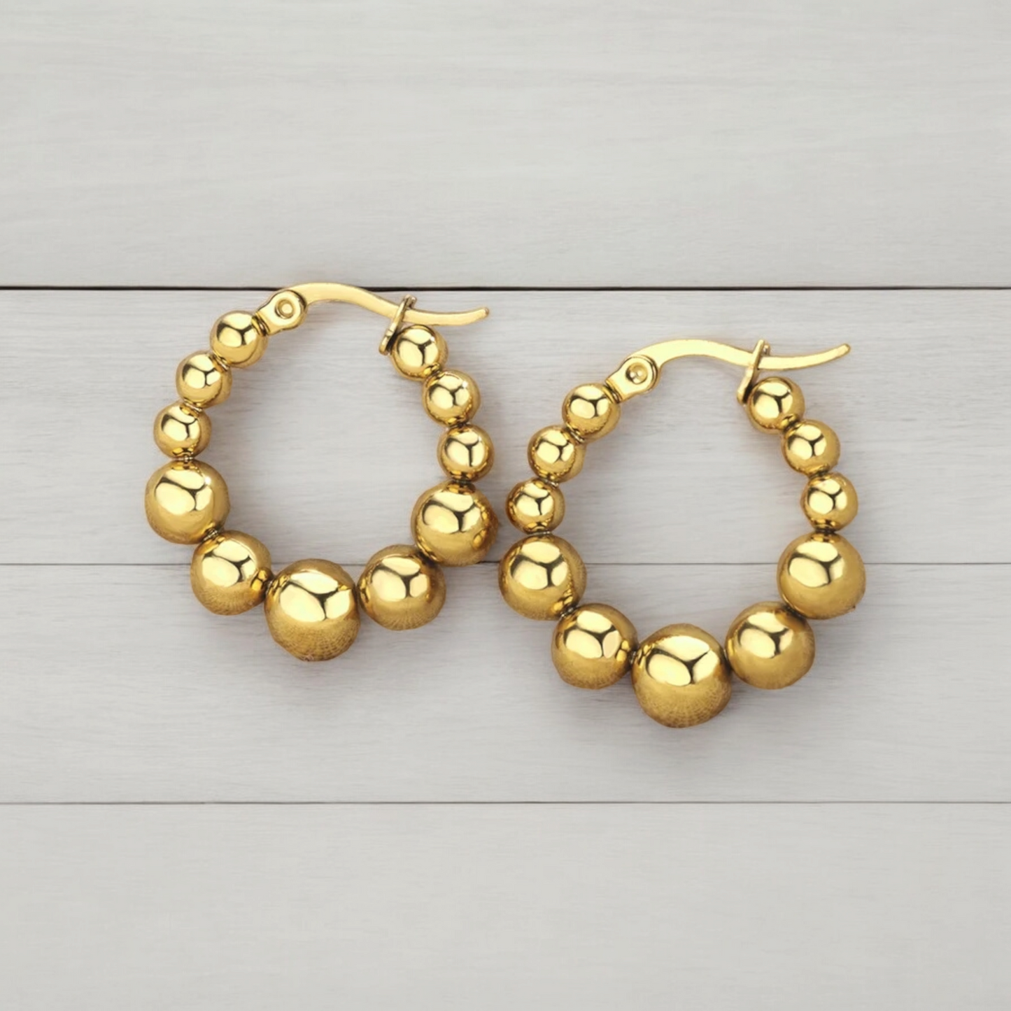 Argollas Big Bubble Acero Dorado - Baño Oro