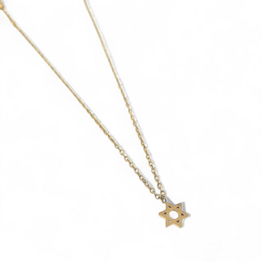 Collar Estrella de David Mini – Acero con Baño de Oro