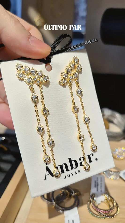 Aros Largos Hojas Shine Plata 925 – Baño de Oro