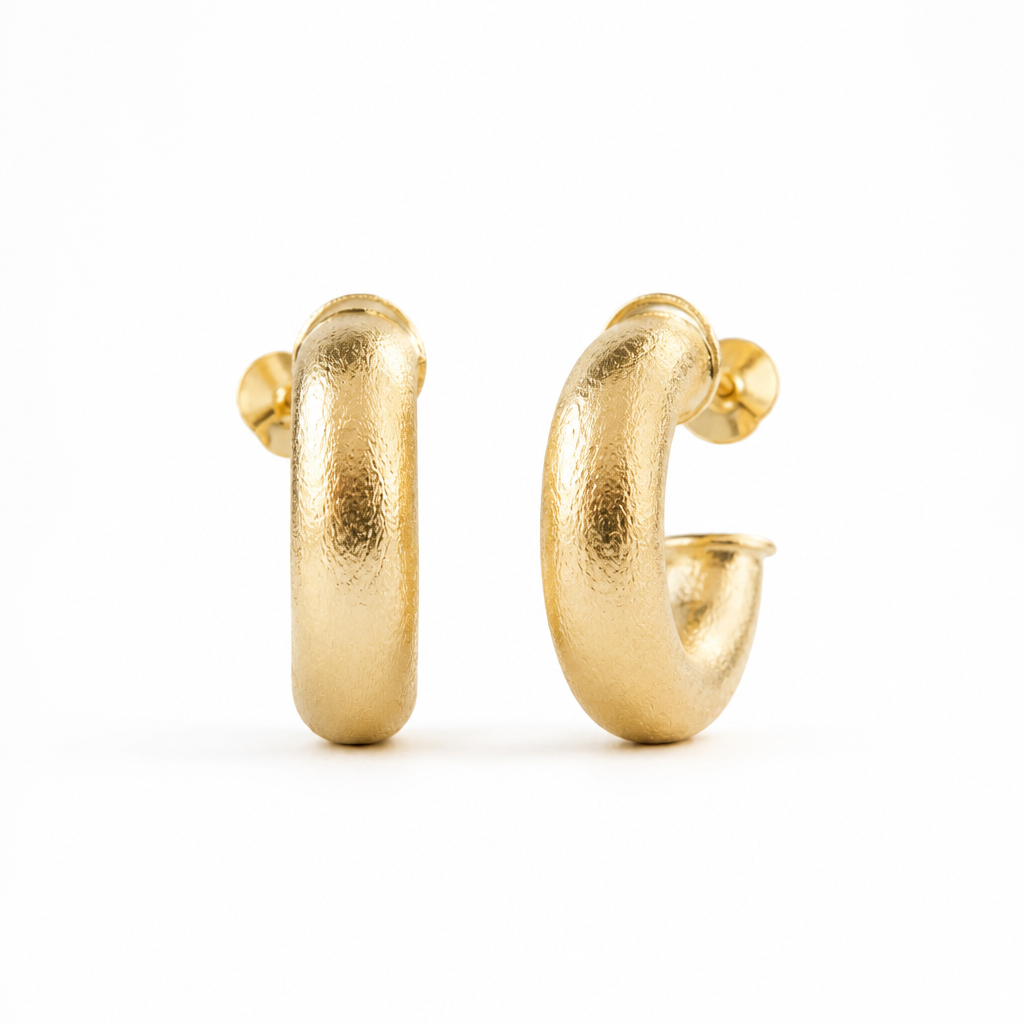 Argollas 2cm Satinadas Chunky - Baño de Oro