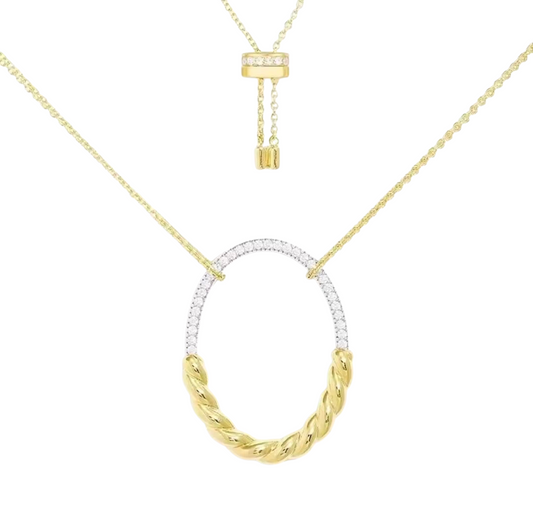 Collar Ajustable Twist Bicolor - Plata 925