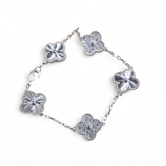 Pulsera Clover Laser Circones Trébol Plateado