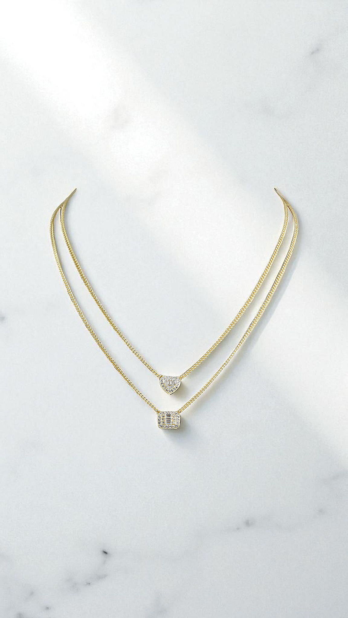 Collar Corazón Brillante – Plata 925 con Baño de Oro 18K