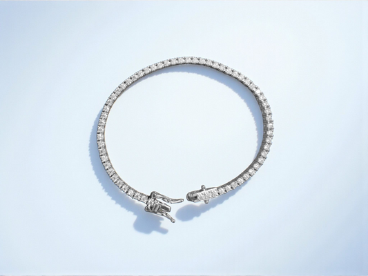 Pulsera Tennis Moissanitas Corte Brillante 2mm - Plata 925