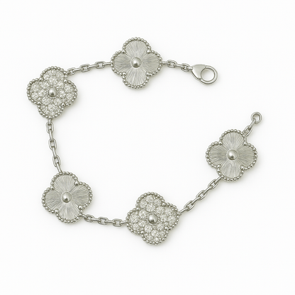 Pulsera Clover Laser Circones Trébol Plateado