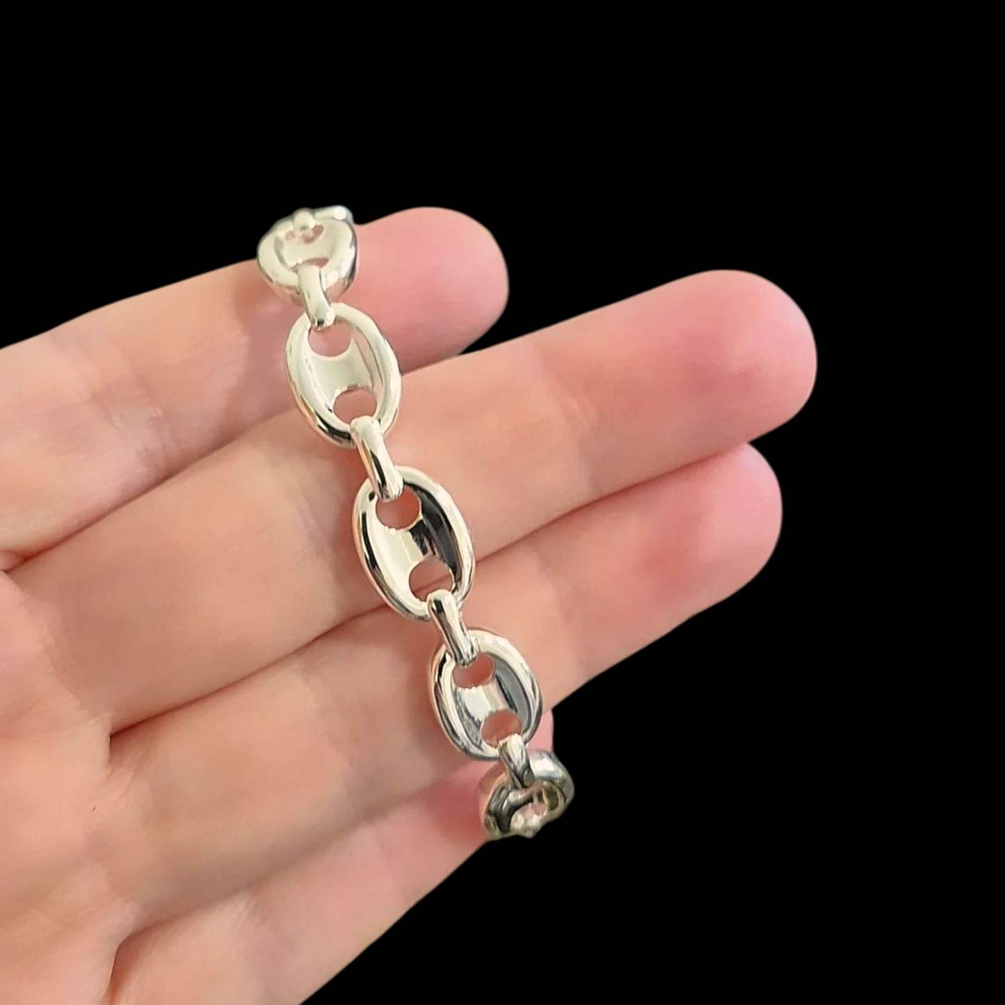 Pulsera Oval Link Baño de Plata