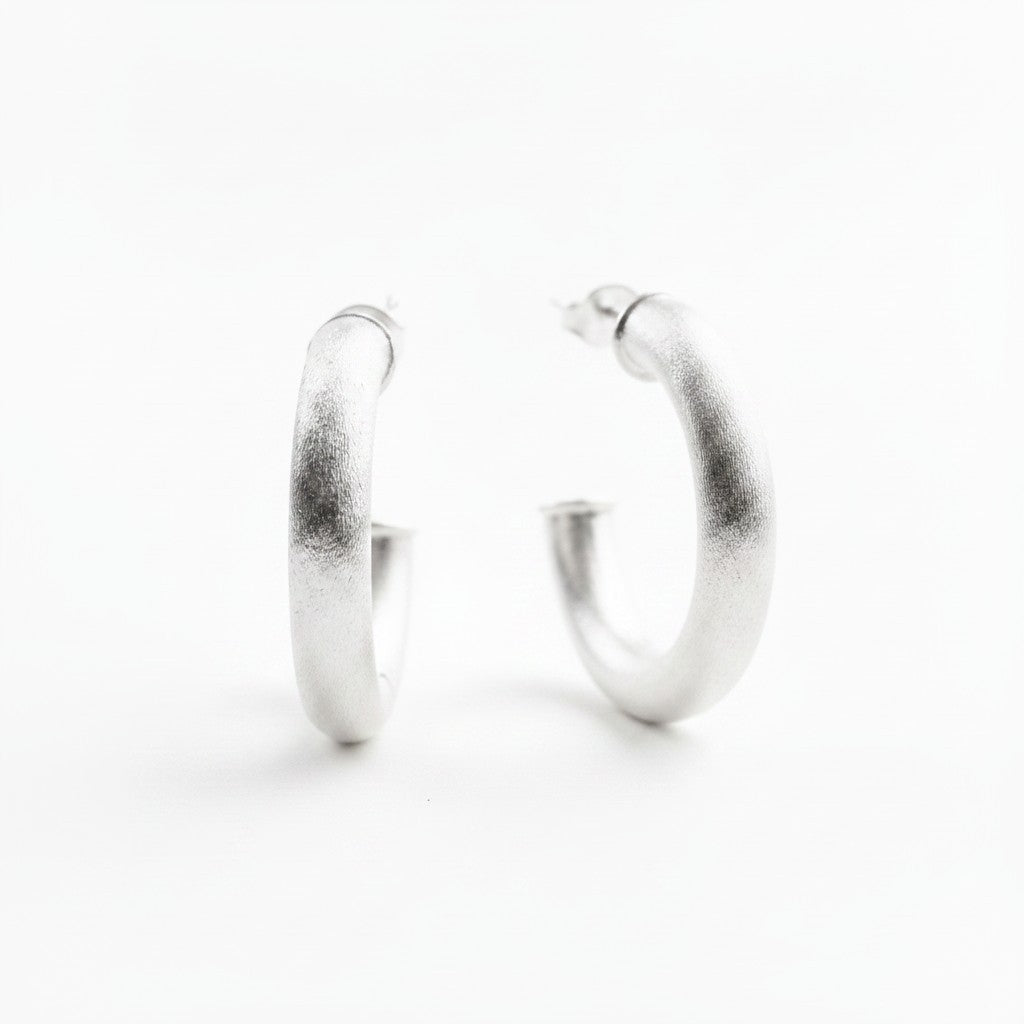 Argollas Tubulares 4cm - Baño de Plata