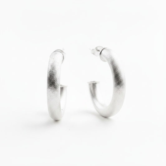 Argollas Tubulares 4cm - Baño de Plata