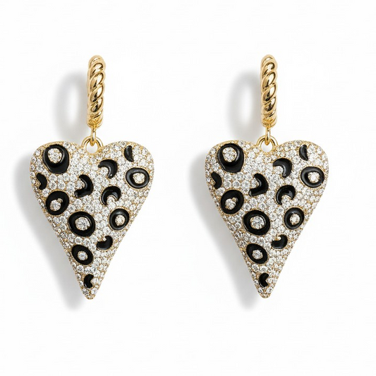 Argollas Corazón Leopardo Maxi - Baño de Oro 18k