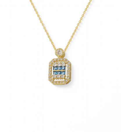 Cadena Dafne Celeste Plateado