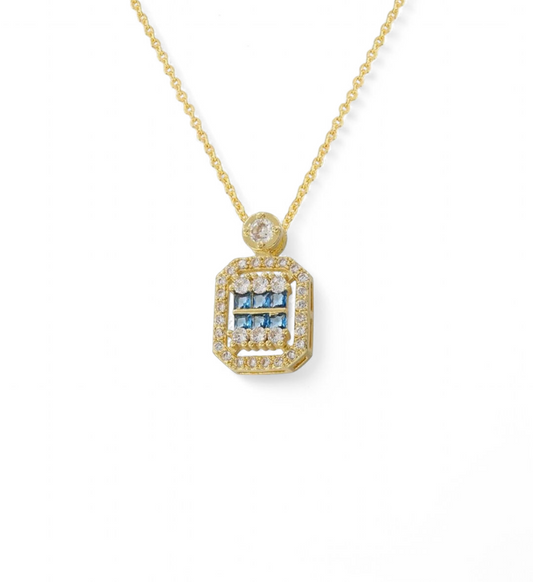 Cadena Dafne Celeste Plateado